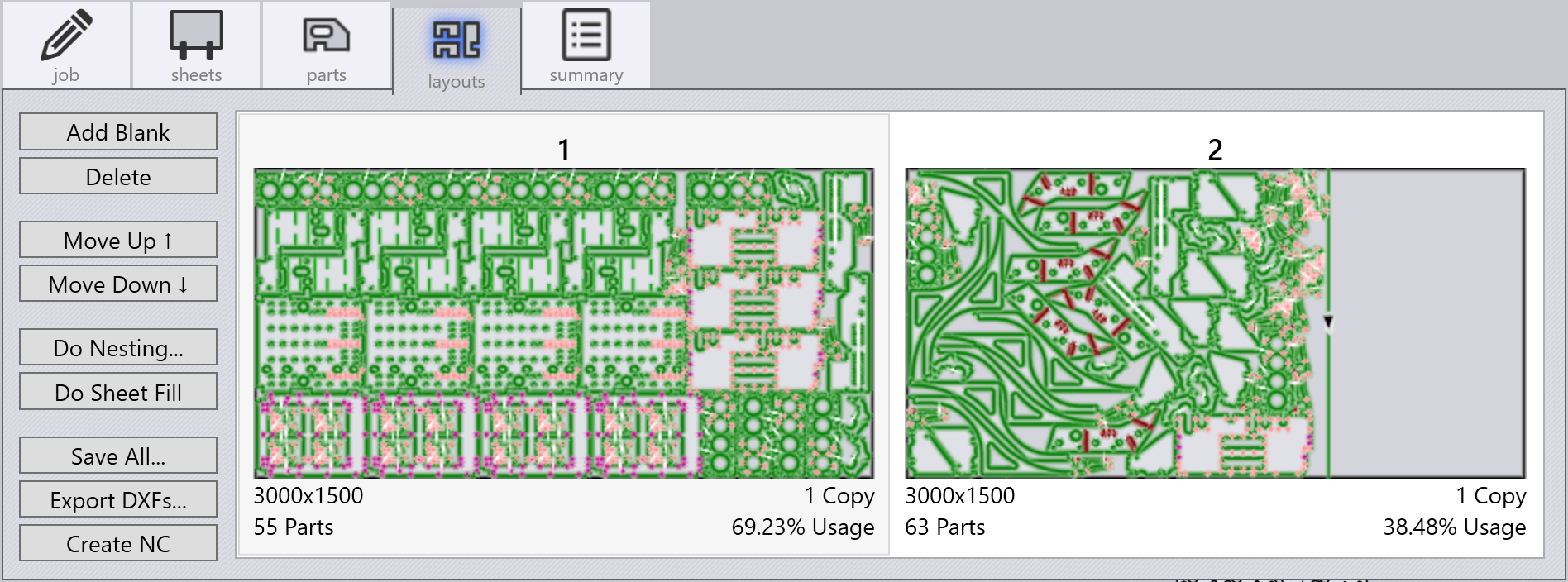 Layouts Tab