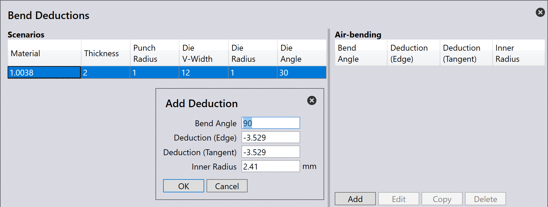 Air Bending Deduction