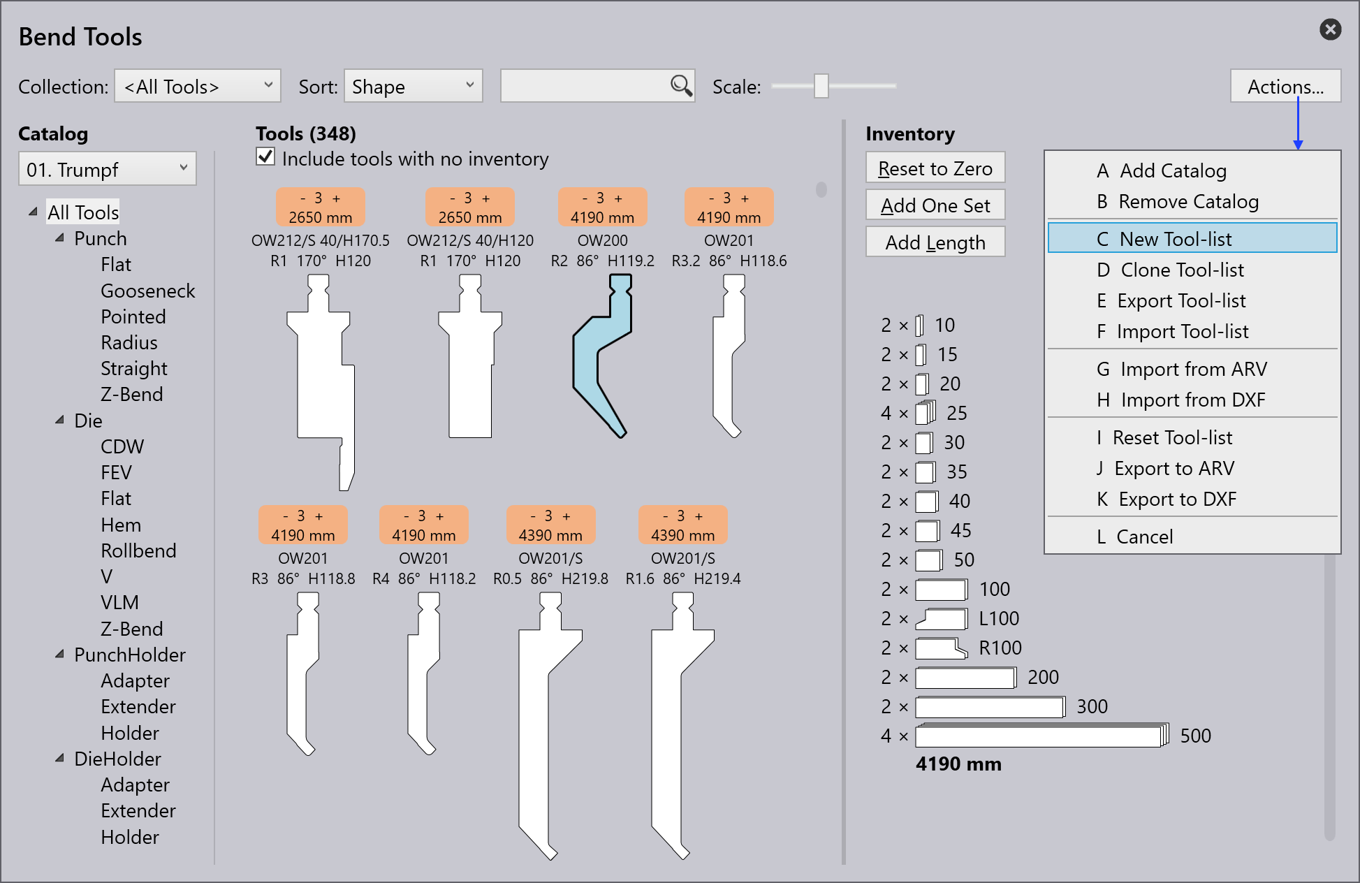 New tool list