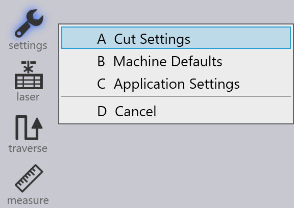 Cut settings