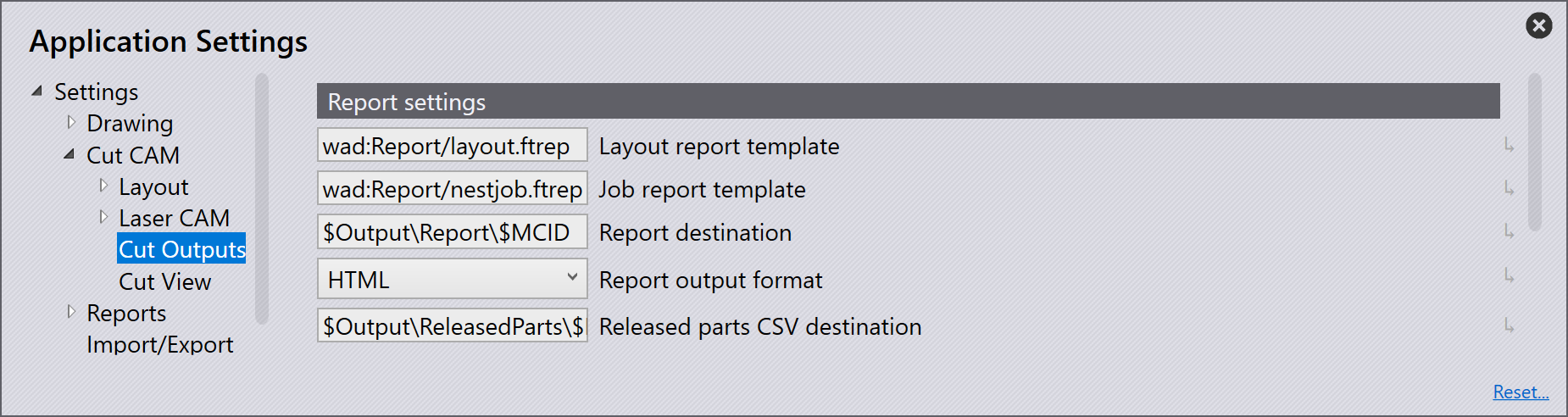 Report settings