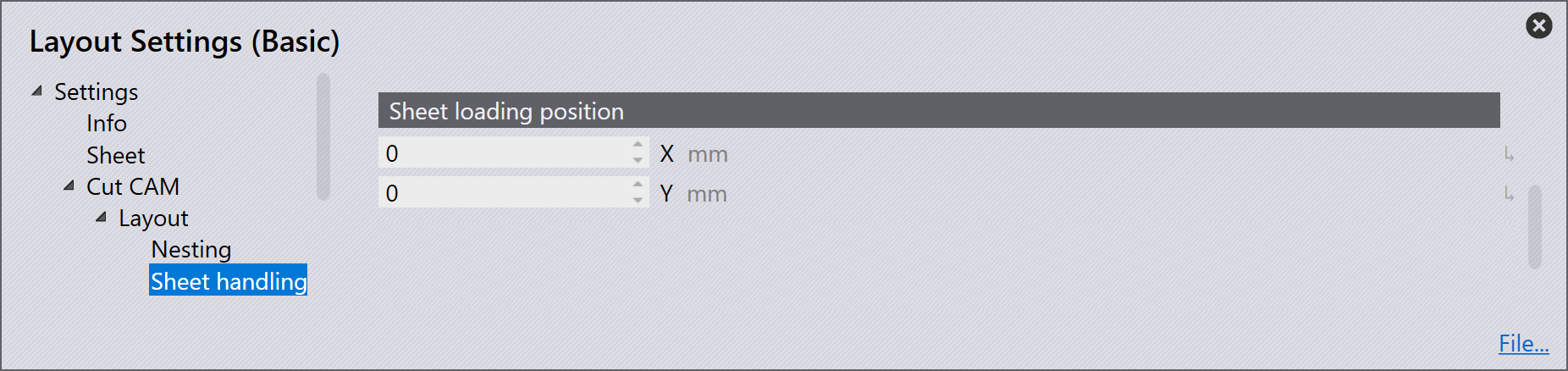 Sheet loading position