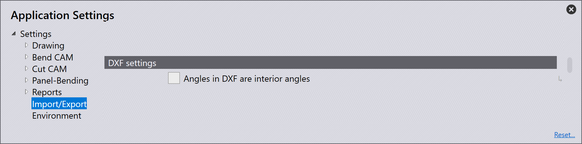 DXF settings